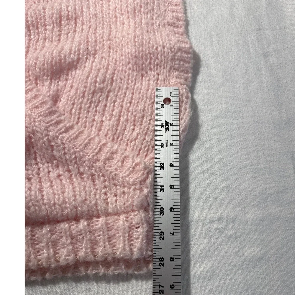 Idioms Vintage Pink Wrap Knit Sweater Vest Womens Large Wool Blend  V-Neck